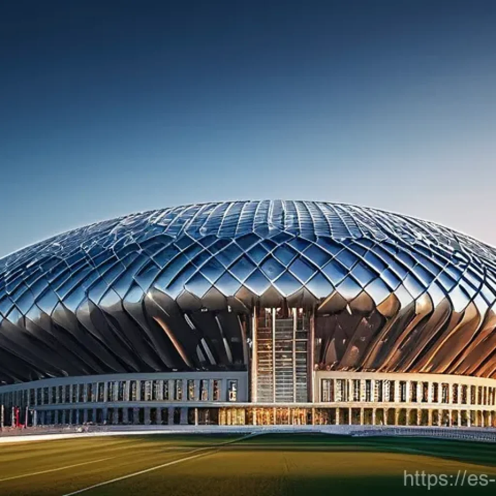 러시아 월드컵 경기장 - **Prompt:** A majestic, futuristic football stadium in Russia, showcasing architectural brilliance t...