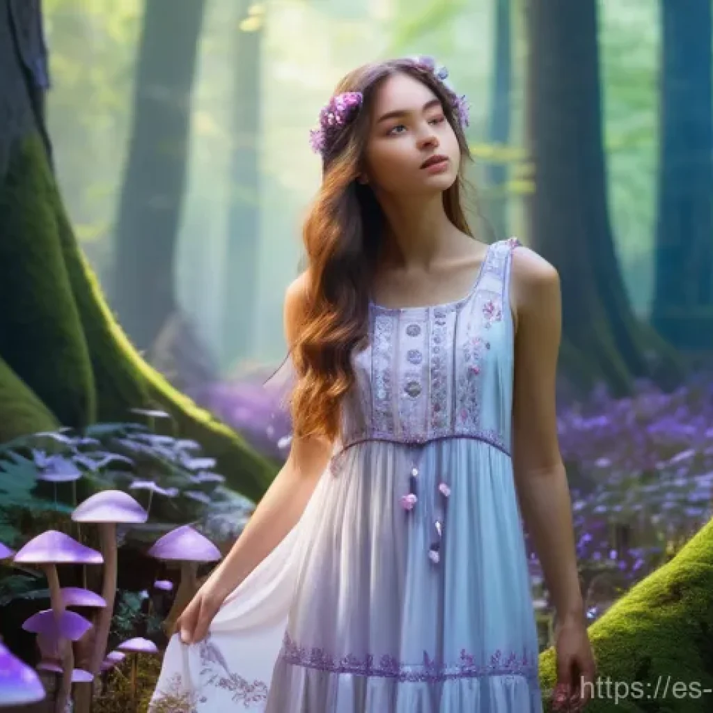 러시아 은행 시스템 - **Prompt:** A whimsical, sun-dappled fantasy forest scene. A young woman, approximately 18 years old...
